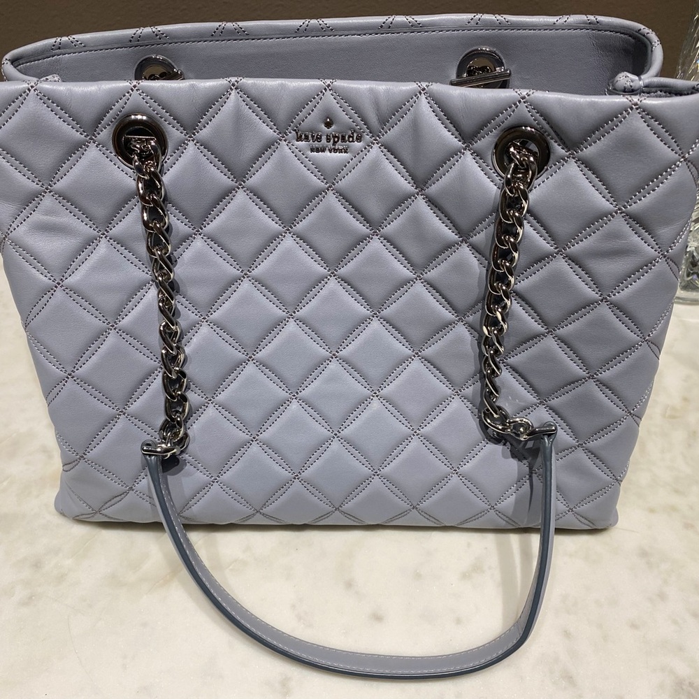 kate spade Quilted Leather Tote - Light Blue